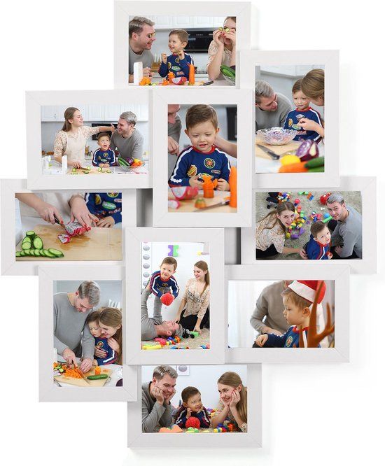 Songmics Bilderrahmen Collage für 10 Fotos, je 10 x 15 cm (4\" x 6\"), aus MDF-Platten, weiß RPF20WT