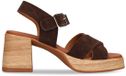 Manfield Sandales en suède marron pour femmes avec talon bloc taille 37