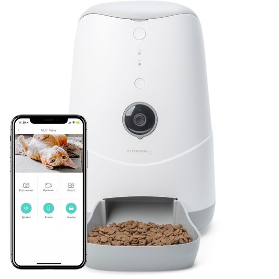 Pettadore Nutri View - Voerautomaat Kat/Hond - Smart Met Camera En App - Wit - 3.7 L