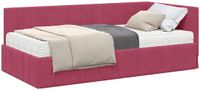vidaXL Hoekbedframe met Matras Wijnrood Fluweel 90 x 190 cm
