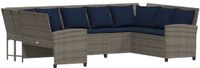 vidaXL Tuinbank met kussens poly rattan grijs