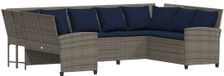 vidaXL Tuinbank met kussens poly rattan grijs