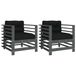 Pin massif Chaises de jardin 2 pcs avec coussins gris