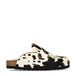 Sacha leren clogs met ponyhair en koeienprint zwart/ecru
