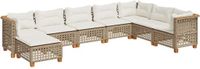 vidaXL 8-delige Loungeset met Kussens, Poly Rattan, Beige