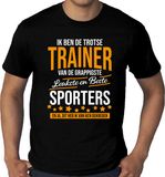 Bellatio Decorations Grote maten Trotse trainer van de beste sporters cadeau t-shirt zwart voor heren - kado voor een sport / trainer XXXXL