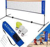 KESSER® Badmintonnet, Tennisnet - 500 cm - 3-voudig in hoogte verstelbaar, Set met Net, 3x Shuttles, Stevig IJzeren Frame, Transporttas, Binnen & Buiten