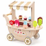 Rijoka chariot à glace en bois | Inclus 9 glaces en bois | 41x19x44cm