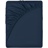 Sleepdown Hoeslaken Polycotton Easy Care Non-Iron Super Soft 10 Inch 25cm Diepe Pocket Bedlaken Beddengoed - Super King - Navy