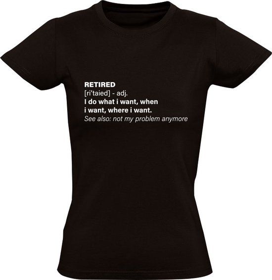 Sol's Retired woordenboek Dames T-shirt Zwart - XL