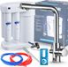 Aquaphor Morion Robinet de cuisine 3 voies avec système d'osmose inverse intégré, bec pivotant à 360°, double sortie d'eau, Chrome