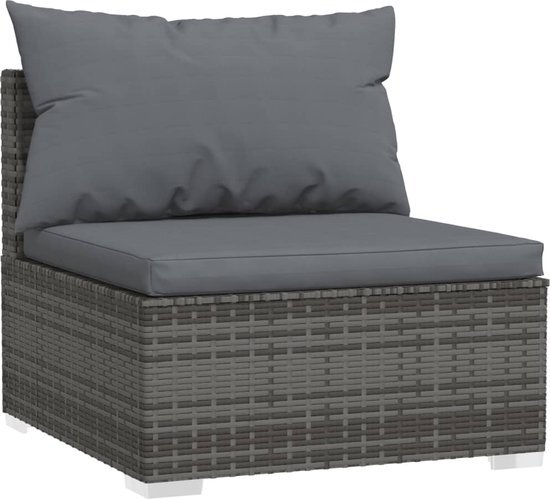 vidaXL 11-delige Loungeset met kussens poly rattan grijs