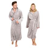 Blumtal Badjas Unisex - Dames en Heren Badjas - Fleece Badjas met Capuchon - met Zakken - Grijs - Maat XXL