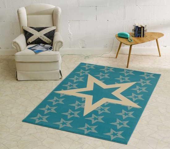 Hanse Home Vloerkleed stars 140x200cm blauw crÃ©me