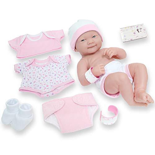 JCtoys Rubber Baby Doll met Set van Roze Kleding, Multicolor (18543_A)