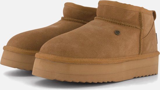 Warmbat Durack Suede Boot Plateau Dames Laarzen - Cognac