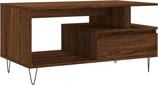 vidaXL Salontafel 90x49x45 cm bewerkt hout bruineiken