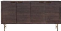 Vente-unique Dressoir met 4 deuren van mangohout en goudkleurig metaal - Donker naturel - SORDANA van Maison Céphy