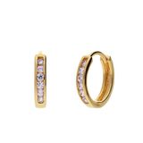 Lucardi Dames Zilveren goldplated oorringen met zirkonia voor dames - Oorbellen - 925 Zilver - Goudkleurig