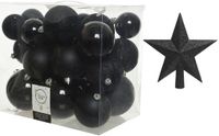 Decoris boules de Noël en plastique noir 6-8-10 cm paquet 27 pièces