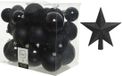 Decoris boules de Noël en plastique noir 6-8-10 cm paquet 27 pièces