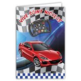 Kaart Vive Kaart die Vive Sinterklaas Happy Party 6 december rode auto sport autoracen controller online games jongens kind of tiener vriend vriend - met witte envelop formaat 12 x 17,5 cm