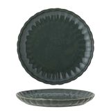 Bloomingville Latina bord, diameter 20 x hoogte 2 cm, aardewerk, hoogwaardige keramische borden voor dagelijks gebruik en speciale gelegenheden, vaatwasser- en magnetronbestendig, donkergroen