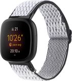 By Qubix - Compatible Fitbit bandje - Nylon loop bandje - Wit met zwart