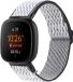 By Qubix - Compatible Fitbit bandje - Nylon loop bandje - Wit met zwart
