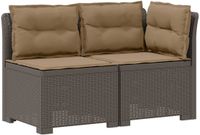 vidaXL Tuinbank met Kussens Rattan Look PP Lichtgrijs