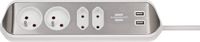 Brennenstuhl®estilo hoekaansluitdoosstrook met USB laadfunctie 4-weg 2x beschermend contact & 2x Euro zilver/wit *BE*