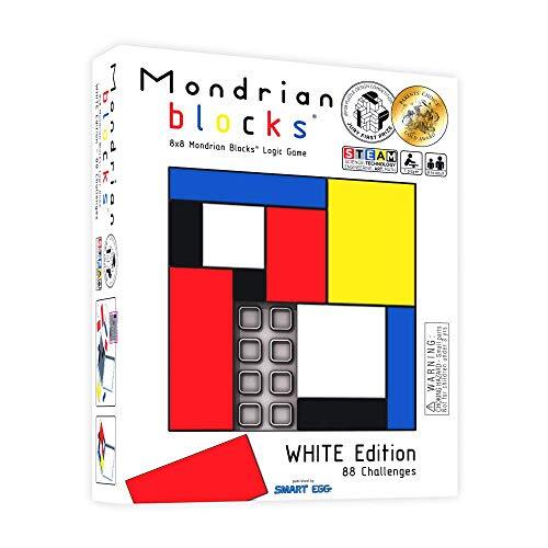 Mondrian Blocks Bekroonde hoofdbreker, compact reisspel, witte editie