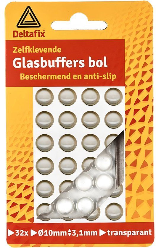 Deltafix - Zelfklevende Glasbuffers bol - 32 stuks - 10mmx3,1mm - transparant