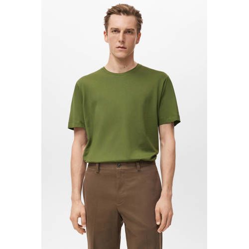 Mango Man regular T-shirt groen