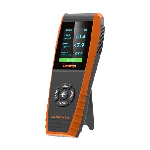 Temtop Luchtkwaliteitsdetector Formaldehyde, TVOC, PM2.5, PM10 Deeltjesteller voor Binnen en Buiten Professionele Air Quality Monitor LKC-1000S+ 2nd