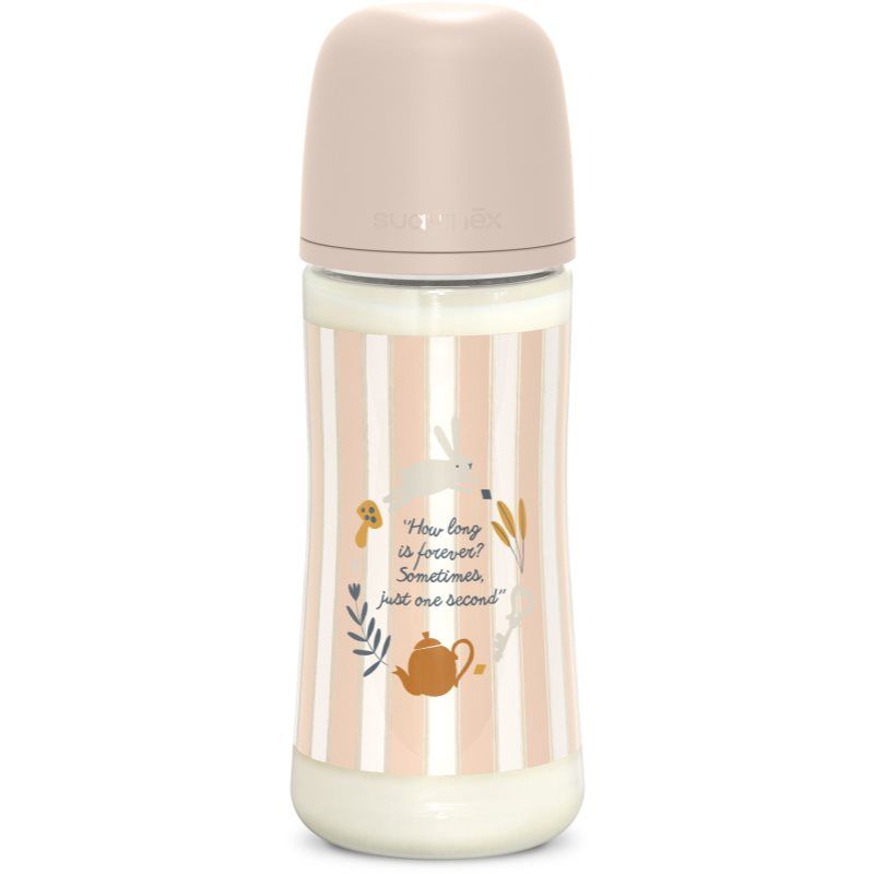 Suavinex, Babyfles 360 ml met fysiologische speen van siliconen SX Pro en anti-koliek ventiel met dichte speen (L), voor baby's vanaf 6 maanden, Wonderland, roze