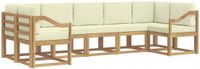 vidaXL - Hoek loungeset - 7 zitplaatsen - Wit en crèmekleurig - Acacia hout