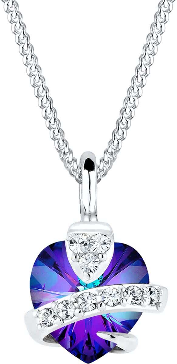 Elli Halsketting 925 Sterling Zilver Paars hartje SwarovskiÂ® Kristal