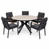 AVH-Collectie Samantha Costa Rica dining tuinset 144xH75 cm 6 delig antraciet keramiek
