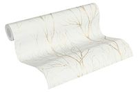 A.S. Création Bos Behang Blooming Vliesbehang 10.05 m x 0.53 m, crème, beige, metallic