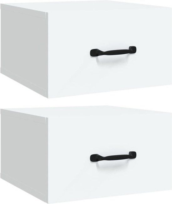 vidaXL Nachtkastjes 2 stuks wandgemonteerd 35x35x20 cm wit