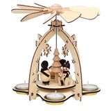 Dekohelden24 Houten piramide met sneeuwmanfiguren, ca. 23 cm, sneeuwpoppen, 21 cm