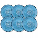 Merkloos / Sans marque SOCOMIMI Set van 6 blauwe porseleinen schoteltjes, 15 cm