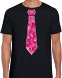 Bellatio Decorations Cadeau T-shirt voor heren - piemel stropdas - zwart - vrijgezellenfeest L