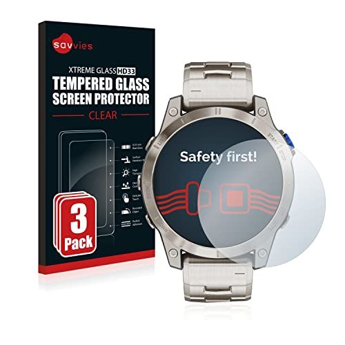 Savvies Tempered Glass Screen Protector compatibel met Garmin D2 Mach 1 (3 Stuks) - 9H Gehard Glas Scherm Beschermer
