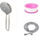 Unyqoos® Douche à main, chromé – 5 jets, haute pression et économie d'eau, tuyau en acier inoxydable de 1,5 mètre, boîtier en ABS avec buses en silicone, ruban téflon inclus