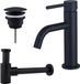 FortiFura Calvi Slim Wastafelkraanset - Lage wastafelkraan - Always Open Plug - Verlaagde design - Sifon - Mat Zwart