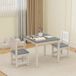 Table et chaises pour enfants 3-8 ans, ensemble 3 pièces en bois, bords arrondis sûrs, gris et blanc, mobilier de jeu