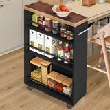 Shally Dogan Keukenwagen Slim Design Industrial, multifunctionele wagen, ruimtebesparend, zwart met 4 planken en 360° beweegbare wielen, opbergrek 50 x 16 x 80 cm (zwart)