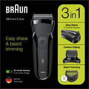 Braun Series 3 Shave&Style 300BT Elektrisch Scheerapparaat, Scheermes Voor Mannen, Zwart